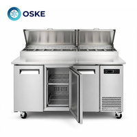 Meja Persiapan Pizza Heavy Duty dengan Freezer, Workstation Pendingin Komersial untuk Bisnis Pembuatan Pizza