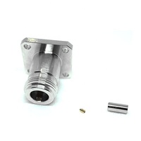Conector de brida LWMC N hembra de 4 orificios, crimpado niquelado RG316 RG174 N, brida Jack para cable RF de impedancia de 50ohm 1P