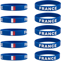Bracelet en silicone personnalisé avec logo de drapeau national, léger, coloré, écologique, à la mode, pour la promotion sportive, vente en gros