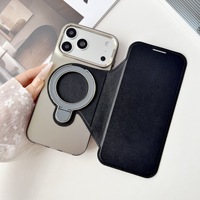 Étui de téléphone à rabat IMD pour iPhone 12-18 Pro Max, support magnétique pour cartes, coque de protection antichoc électro-plaquée