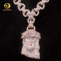 Pendentif Jésus en argent 925 avec moissanite VVS, serti de mosaïque de luxe sur mesure en or rose, certifié GRA, style Hip Hop Iced Out