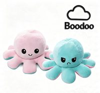 Peluche Pieuvre Mignonne Réversible Double Face, Coussin en Peluche Fait Main au Crochet, Rembourré en Coton PP, Doudou Animal pour Bébés et Enfants