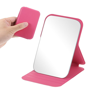<span class=keywords><strong>Espejo</strong></span> Cosmético de Escritorio Cuadrado Plegable Mini <span class=keywords><strong>con</strong></span> Luz <span class=keywords><strong>y</strong></span> Logotipo Personalizado, <span class=keywords><strong>Espejo</strong></span> de Maquillaje de Bolsillo Negro Morado, Caja de Plástico Rosa - Product Image 3