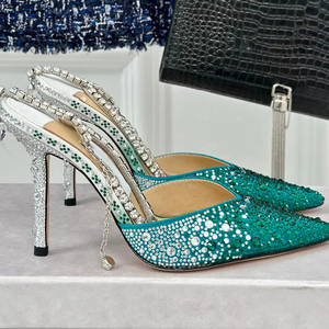 Chaussures de créateur luxueuses, talons aiguilles de haute qualité avec strass, talons hauts pour femmes pour mariage et soirée, style tendance - Product Image 1