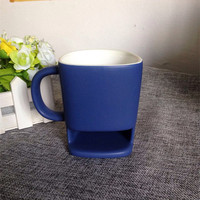 Tasses à thé en porcelaine avec pochette à biscuits, porte-gâteaux blanc, tasse à café en céramique blanche