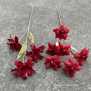 Giáng sinh màu đỏ hoa sắp xếp hoa đỏ trang trí nhân tạo Burgundy hoa trung tâm - Product Image 5