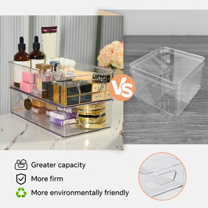 6 Pack Clear Plastic Storage <b>Bins</b> Stackable Organizer Trays with Handles for <b>Kitchen</b> Pantry & Bathroom - Product Image 3