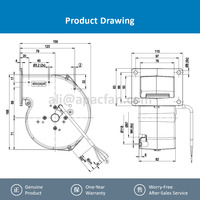 Ventilateur centrifuge de refroidissement AC OEM pour G2E108-AG63-01, 108 mm, 230 VCA, 30 W, 0,14 A, 2500 tr/min, IP44, avec roulement à billes