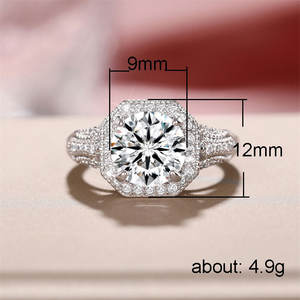 Anello di fidanzamento con diamanti in platino da donna, taglio rotondo brillante, colore D naturale, montatura Halo F1738 - Product Image 5