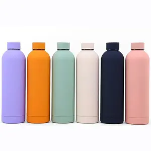 Customized Gift Rubber Coating Stainless Steel Vacuum Flask Water Bottle Insulated 17oz 32oz Small Mouth Sports Drinking Bottle