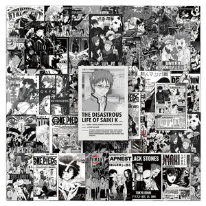 50pcs personnalisé personnalisé décoratif noir et blanc japonais <span class=keywords><strong>Manga</strong></span> affiche autocollants pour murs et consoles de jeu - Product Image 5
