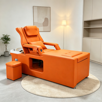 Nouveau design, fauteuil de pédicure électrique avec massage, en cuir PU, avec bac à pédicure et rangement, ottoman pour salon de manucure et spa