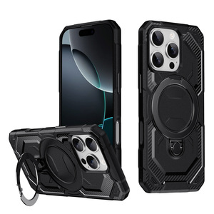 Funda protectora con diseño de armadura TPU + PC Compatible para soporte giratorio 16E, soporte magnético para coche, protección anticaída a prueba de golpes - Product Image 1