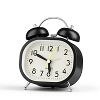 Jam Alarm Meja Desain Oval Lucu dengan Suara Dering, Jam Kamar Tidur Anak, Gerakan Gelombang, Jam Meja untuk Tidur Nyenyak