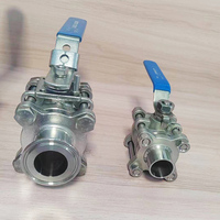 Vanne à boisseau sphérique sanitaire en acier inoxydable 316, à passage plein, manuelle, à trois pièces, avec raccord Tri-Clamp, qualité alimentaire SS304 316L