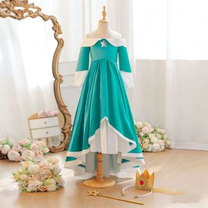 Robe de princesse en polyester vert à épaules dénudées pour filles, avec contraste de couleur, pour <span class=keywords><strong>cosplay</strong></span> de Mario - Product Image 1