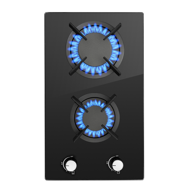 SNDOAS Gas Cooktop, Glass Gas Stove with Automatic Flame Protection, 30cm, 2400W/1800W,2 burner Cooktop,NG/LPG