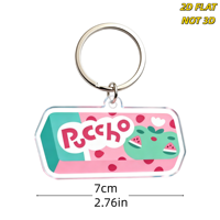 Porte-clés en acrylique Puccho Pastèque & Pois, pendentif rectangulaire double face avec anneau métallique, accessoire mignon sur le thème de l'été