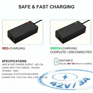 <span class=keywords><strong>Chargeur</strong></span> de batterie au lithium 42V 3A, mode CC CV, <span class=keywords><strong>pour</strong></span> véhicule électrique, scooter, vélo électrique, fauteuil roulant, <span class=keywords><strong>chargeur</strong></span> de batterie Li-ion 10S 36V 42V - Product Image 2