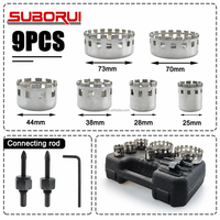 SUBORUI Lot de 9 forets diamantés brasés multi-dents de 25-73 mm pour verre, carrelage, marbre et céramique