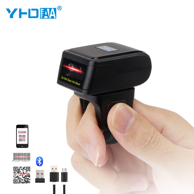 Connect to Smartphone 2D Ring Type Blue Tooth Scanner Compatible IOS/Android Portable Scanner