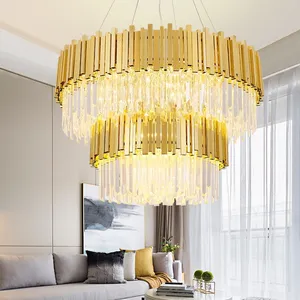 crystal pendant light One/Two/Three/Four layers crystal lamp Modern luxury crystal lamp Gold K9 Drop Chandelier lamp