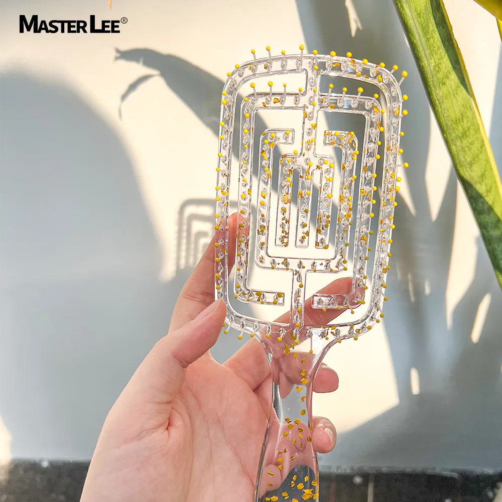 Newly produce transparent glitter ,massage hair brush round vent hair comb elegant hair extension brush