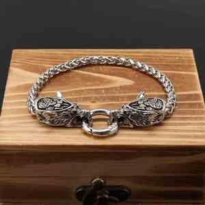 Pulsera Geométrica con Cabeza de Lobo Vikinga Retro Maxfree, Aleación Chapada en Oro, Moda Masculina, Estilo Nórdico Noruego, Versátil y Moderno - Product Image 1
