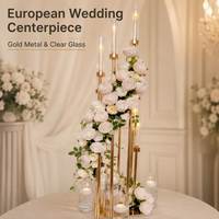 8 Bras En Métal Or Verre Chandelier Bougeoir Décoratif Grand Bougeoir En Métal Centres De Table Pour Mariage