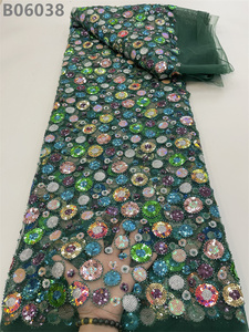Tela de encaje bordada con cuentas, tul de lentejuelas Multicolor, para vestido de boda - Product Image 2