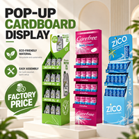 Support d'affichage au sol en carton pliable personnalisé, présentoir en papier POP avec étagères pour la promotion de la marque en supermarché