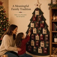 Pafu Regalos de Navidad DIY: Calendario de Adviento de Navidad de 24 bolsillos de tela colgante, decoración de pared acolchada, kits de árbol de calendario de Adviento de Navidad