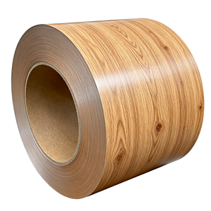 Bobine d'acier prélaqué PPGI effet bois pour porte de <span class=keywords><strong>garage</strong></span>, bobine d'acier laminé à froid haute résistance 0,45 mm JIS, découpe sur mesure - Product Image 1