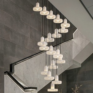 Lustre moderne en albâtre <span class=keywords><strong>Cora</strong></span>, lampes suspendues de luxe dorées, luminaire suspendu en marbre pour salon - Product Image 4