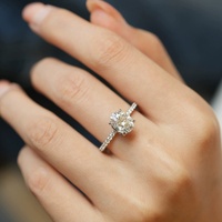 Bague de fiançailles et d'éternité en argent sterling 925 de luxe avec moissanite taille ovale et halo, 3 carats, pour femme, magnifique bijou