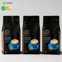 Maßgefertigte Flachboden-Kaffee- und Süßigkeiten-Verpackungsbeutel mit Ventil 250g/500g/1kg Hochwertige Standbeutel aus Lebensmittelqualität BOPP-Material mit Individuellem Logo Karton
