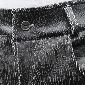 <span class=keywords><strong>Pantaloni</strong></span> in Pelle Sintetica Nera a Vita Alta, Stile Baggy Oversize, Streetwear, Gamba Svasata, per <span class=keywords><strong>Uomo</strong></span> - Product Image 3