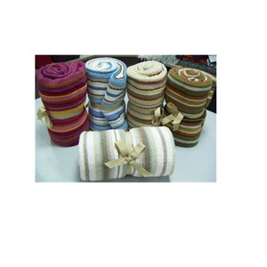 Ma Thuật Màu Xanh Lá Cây Không Khiếm Khuyết Chất Lượng Cao 100% Polyester Micro Lông Sợi Sợi Nhỏ Bé Sọc Đan Carter Đầu Gối Ném Chăn - Product Image 1