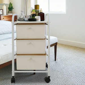 Chariot de rangement multifonctionnel avec 4 tiroirs et roulettes pour la maison, le bureau, la chambre, la cuisine, design minimaliste - Product Image 3