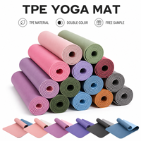 Tapis de yoga TPE, fabricant de tapis de yoga, tapis d'exercice bicolore antidérapant 6 mm pour logo personnalisé, marque de fitness, approvisionnement en gros 183*61 cm