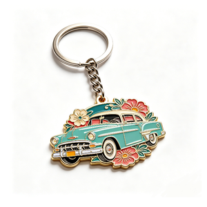 Custom Enamel <b>Cat</b> Keychain Metal Key <b>Ring</b> Floral Pendant Zinc Alloy Souvenir Gift - Product Image 6