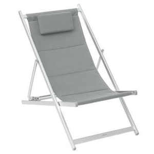 Chaise pliante HONOLULU en aluminium et textilène gris clair - Product Image 1