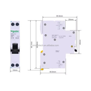 Schnei der miniatur pemutus arus MCB kaktus 9 iDPNa iDPNN iDPNH Vigi <span class=keywords><strong>Series</strong></span> <span class=keywords><strong>C</strong></span> D 1P + N 2A 6A 10A 16A 20A 25A 32A 40A - Product Image 6