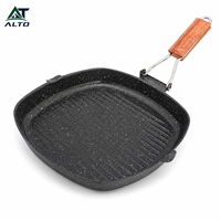 Poêle à frire pliable de 20 cm, antiadhésive, carrée, pour grillades, portable, pour camping, poêle à œufs, revêtement en pierre Maifan, pour extérieur