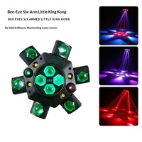 Barre de lumière laser à six bras effet 'Bee-Eye' pour ambiance KTV, tête mobile, stroboscope contrôlé par le son, IP65, pour discothèque à domicile, rotative et colorée