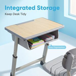 Ensemble de chaise et de bureau pour étudiants, ergonomique, respirant, réglable en hauteur, pour adolescents, pour la maison, la salle de classe, l'étude - Product Image 5