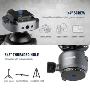 NEEWER <span class=keywords><strong>GM41</strong></span> - Soporte de Cabezal de Bola Compacto de Aluminio de 3.3 Pulgadas, Perfil Bajo, Panorámica de 360°, Inclinación de 90°, Capacidad de Carga de 22 lb, Nivel de Burbuja - Product Image 2