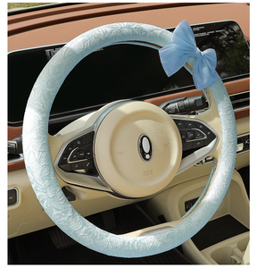 Housse de <span class=keywords><strong>volant</strong></span> élégante en dentelle avec nœud papillon, antidérapante, respirante, protection intérieure automobile, toucher doux - Product Image 3