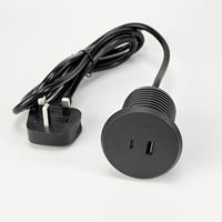 Tomacorriente Industrial Empotrado con Puerto USB-C de Carga Rápida PD de 20W, Enchufe Redondo Integrado para Escritorio, Estación de Trabajo y Hospital