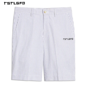 Pantalones Cortos Chino a Rayas Premium para Hombre, Azul Marino y Blanco, de Sarga de Algodón, Corte Ajustado, Transpirables, con Cierre de Botón, para Fiestas en el Jardín y Actividades al Aire Libre - Product Image 4